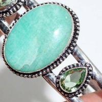 Amz 212c bracelet torque amazonite aigue marine 30x20mm 29gr bijou argent 925