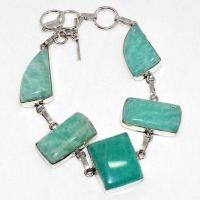 Amz 220a bracelet amazonite reglable 15x20mm 30gr bijou ethnique argent 925