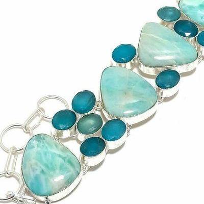 Amz 233c bracelet amazonite saphir 25x20mm 44gr achat vente bijou argent 925