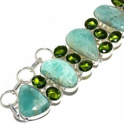 Amz 234b bracelet amazonite peridot 25x20mm 52gr achat vente bijou argent 925