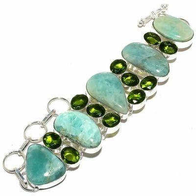 Amz 234b bracelet amazonite peridot 25x20mm 52gr achat vente bijou argent 925