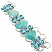 Amz 236a bracelet amazonite topaze bleue 25x20mm 41gr achat vente bijou argent 925