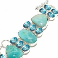 Amz 236b bracelet amazonite topaze bleue 25x20mm 41gr achat vente bijou argent 925