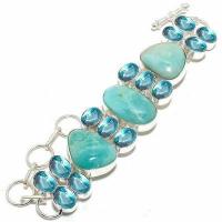 Amz 236d bracelet amazonite topaze bleue 25x20mm 41gr achat vente bijou argent 925