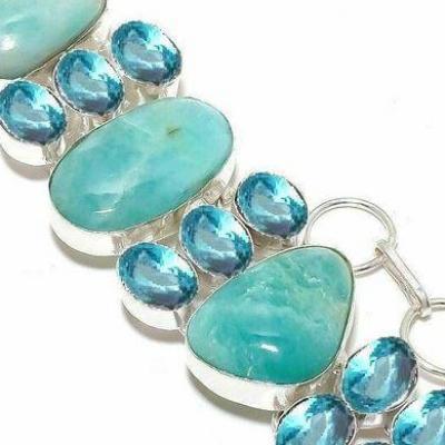 Amz 237c bracelet amazonite topaze bleue 25x20mm 50gr achat vente bijou argent 925