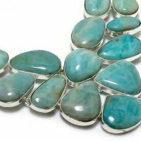 Amz 243c collier parure amazonite topaze bleue 15x20mm 87gr bijou ethnique argent 925