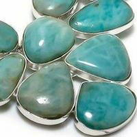 Amz 243e collier parure amazonite topaze bleue 15x20mm 87gr bijou ethnique argent 925