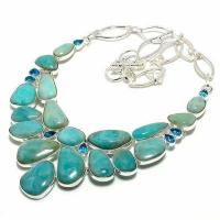 Amz 244d collier parure amazonite topaze bleue 15x20mm 75gr bijou ethnique argent 925