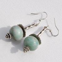 Amz 250a boucles oreilles amazonite aigue marine 11gr 15x10mm argent