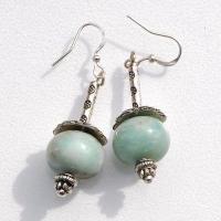 Amz 250b boucles oreilles amazonite aigue marine 11gr 15x10mm argent