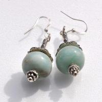 Amz 250c boucles oreilles amazonite aigue marine 11gr 15x10mm argent