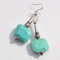 Amz 251a boucles oreilles amazonite aigue marine 17gr 15x20mm argent