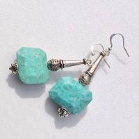 Amz 251b boucles oreilles amazonite aigue marine 17gr 15x20mm argent