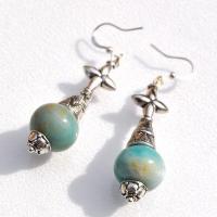 Amz 253a boucles oreilles amazonite aigue marine 13gr 15x10mm argent