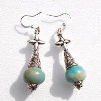 Amz 253b boucles oreilles amazonite aigue marine 13gr 15x10mm argent