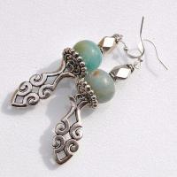 Amz 254a boucles oreilles amazonite aigue marine 16gr 15x10mm argent