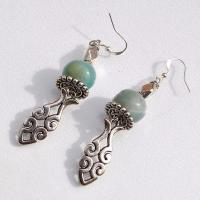 Amz 254b boucles oreilles amazonite aigue marine 16gr 15x10mm argent