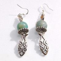 Amz 254c boucles oreilles amazonite aigue marine 16gr 15x10mm argent