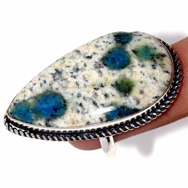 Az 039b bague chevaliere anneau t58 azurite 15gr 22x42mm jaspe bijoux ethniques argent 925