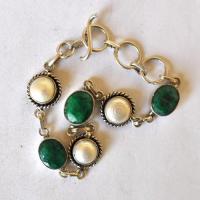 Bij 005 bracelet emeraude perles nacre 10x12mm 15gr argent 925 5