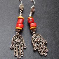 Bor 023a boucles berbere corail argent ethnique achat vente