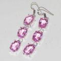 Boucles pendant oreilles topaze blanche cristal bijou argent 925 vente achat 2 