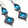 Boucles pendant oreilles topaze blanche cristal bijou argent 925 vente achat 4 