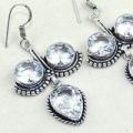 Boucles pendant oreilles topaze blanche cristal bijou argent 925 vente achat