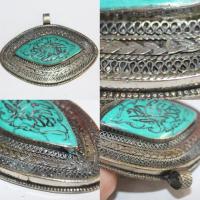 Bp 0011 pendentif afghan coranique intaille verset coran turquoise 1 