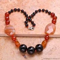 Cn 0021a collier sautoir parure onyx cornaline carnelian achat vente bijou argent 925