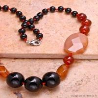 Cn 0021b collier sautoir parure onyx cornaline carnelian achat vente bijou argent 925