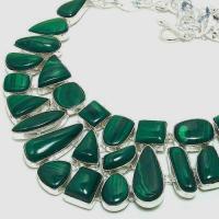 Col 068b collier parure malachite argent 925 120 g