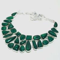 Col 068d collier parure malachite argent 925 120 g