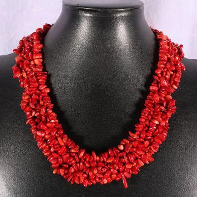 Cr 0200 collier parure corail nuggets 5x10mm 3x90cm 160 170gr ethnique 1