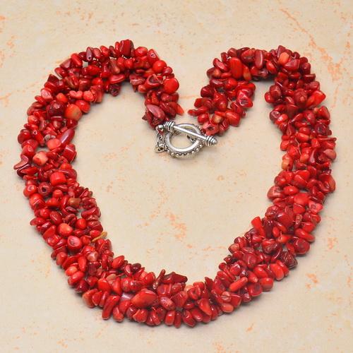 Cr 0200 collier parure corail nuggets 5x10mm 3x90cm 160 170gr ethnique 2