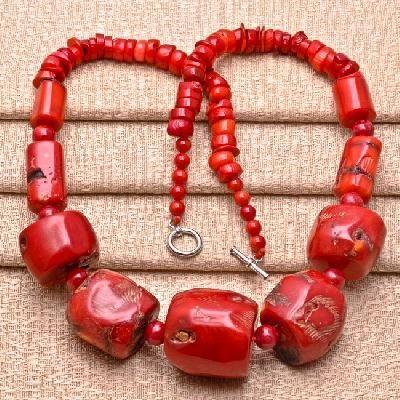 Cr 0386a collier parure sautoir corail rouge achat vente bijoux ethniques