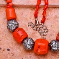 Cr 0404c collier 114gr parure sautoir corail orange achat vente bijoux ethniques