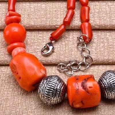 Cr 0408a collier 92gr parure sautoir corail orange achat vente bijoux ethniques