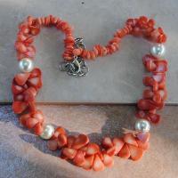 Cr 2046b collier corail rose perles nacre ethnique oriental achat vente bijoux 1