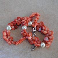 Cr 2046d collier corail rose perles nacre ethnique oriental achat vente bijoux 1