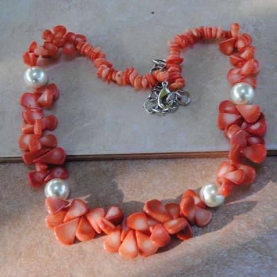 Cr 2046a collier corail rose perles nacre ethnique oriental achat vente bijoux 1
