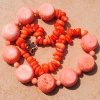 Cr 2083c collier parure sautoir corail orange eponge achat vente bijoux ethniques 1