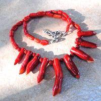 Cr 2123a collier corail dent pointe rostre rouge ethnique oriental achat vente bijoux 1