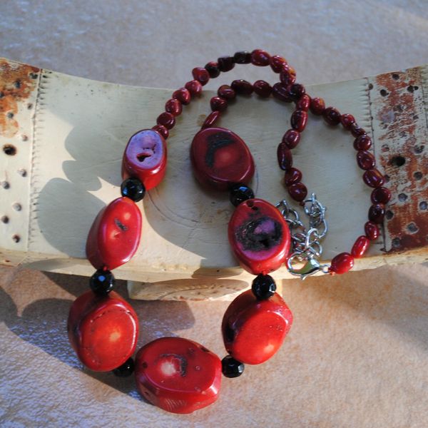 Cr 2124c collier corail rouge ethnique oriental achat vente bijoux