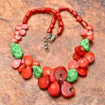 Cr 6374b collier 90gr sautoir parure corail rouge turquoise achat vente bijoux ethniques