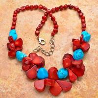 Cr 7533c collier 94gr sautoir parure corail rouge turquoise achat vente bijoux ethniques