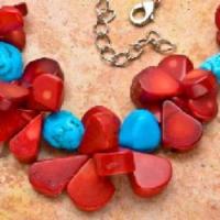 Cr 7533d collier 94gr sautoir parure corail rouge turquoise achat vente bijoux ethniques