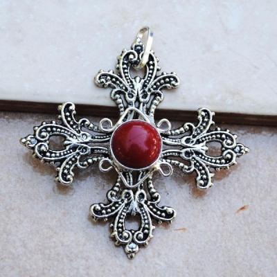 Cr 8800 pendentif croix royale corail achat vente bijou argent 925 1 