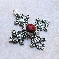 Cr 8800 pendentif croix royale corail achat vente bijou argent 925 2 