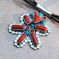 Cr 8807 pendentif collier corail turquoise achat vente bijou argent 925 1 